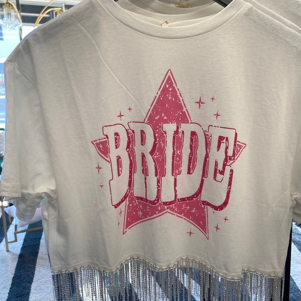 Bride Short Sleeve Tee with Pink Star Graphic